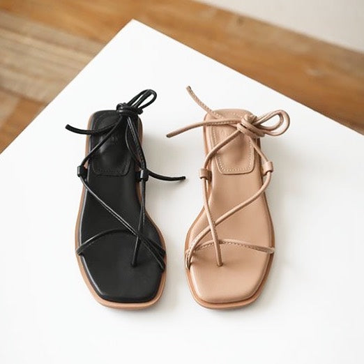 Strappy Square-Toe Block Heel Sandals