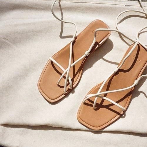 Strappy Square-Toe Block Heel Sandals