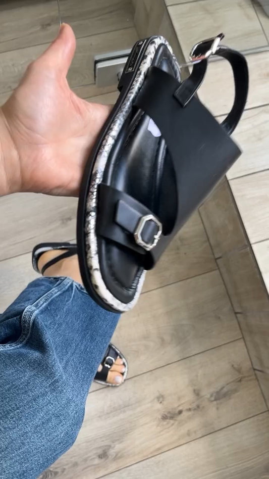 Adjustable Leather Slide – Sculpted Sole & Rear Clasp