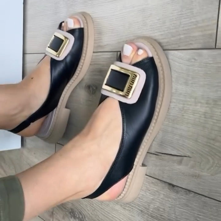 Dual - Tone Thick - Sole Sandals