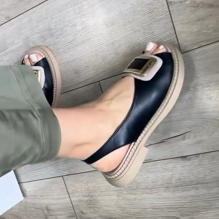 Dual - Tone Thick - Sole Sandals