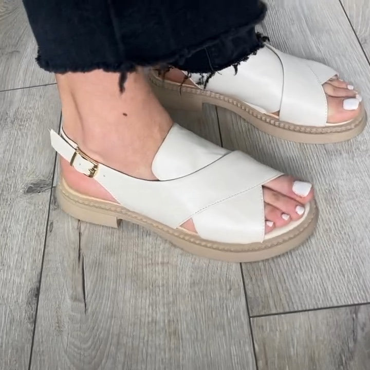 Chic White Slip - On Platform Sandals