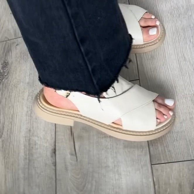 Chic White Slip - On Platform Sandals