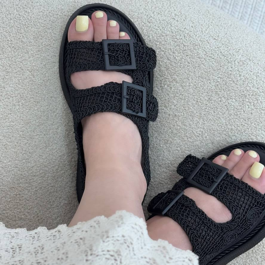 Double - Buckle Woven Casual Sandals