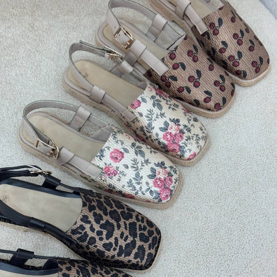 Printed Slingback Flats