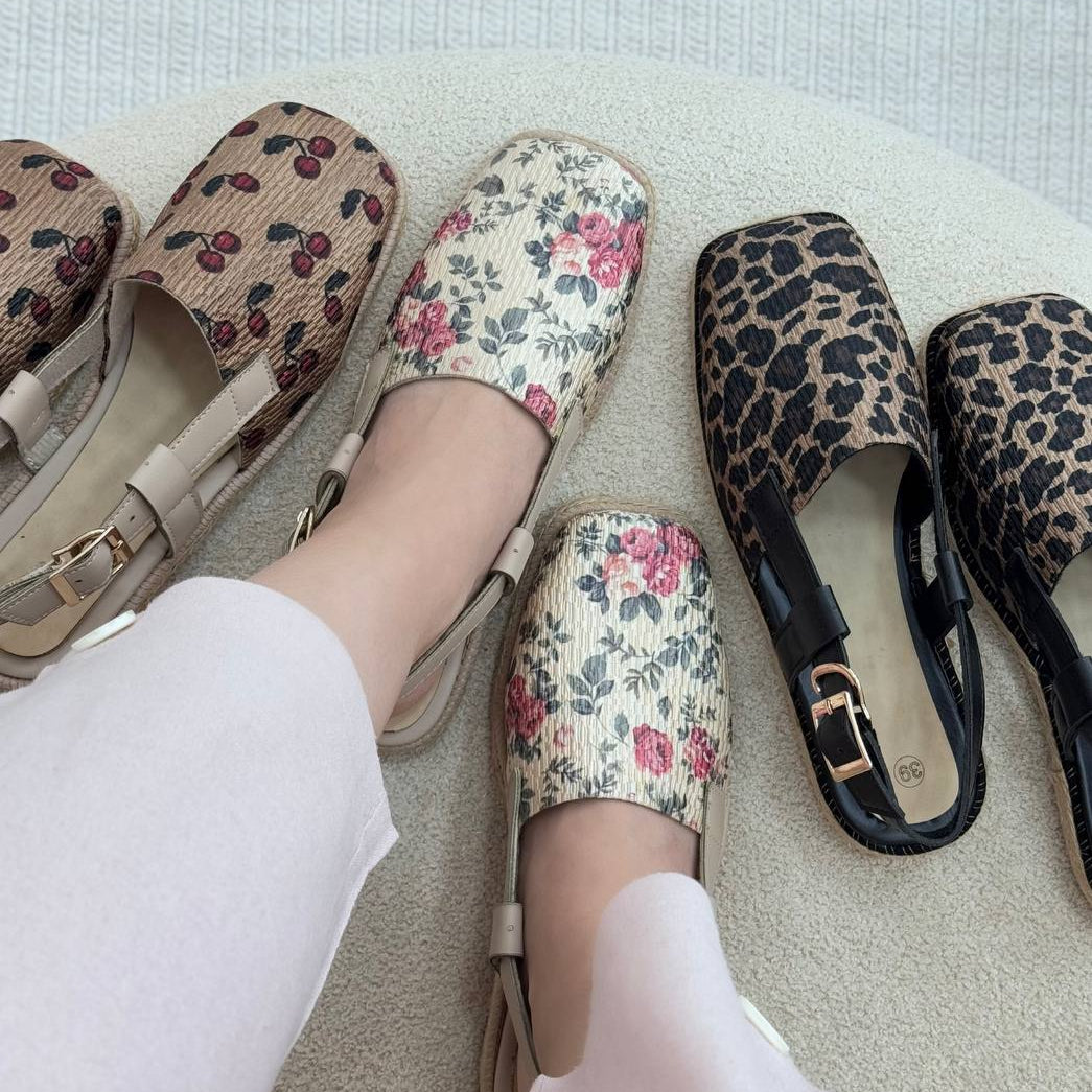 Printed Slingback Flats
