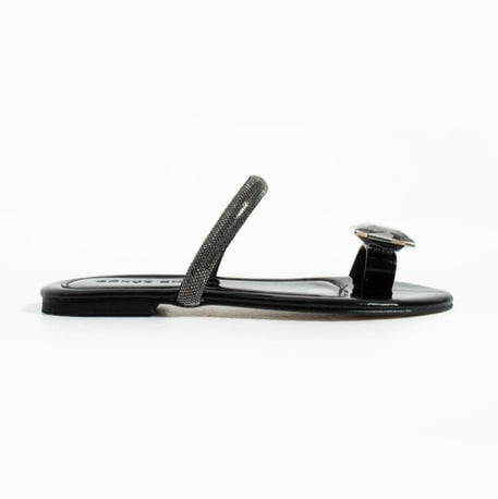 Leopard - Print Toe - Ring Slides with Rhinestones