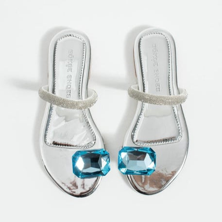 Leopard - Print Toe - Ring Slides with Rhinestones