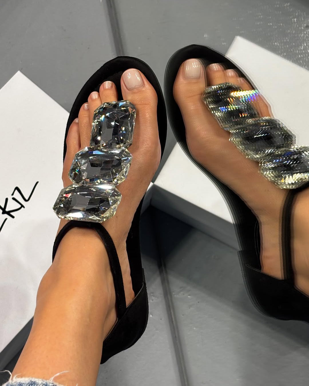 Crystal - Embellished Ankle - Strap Sandals