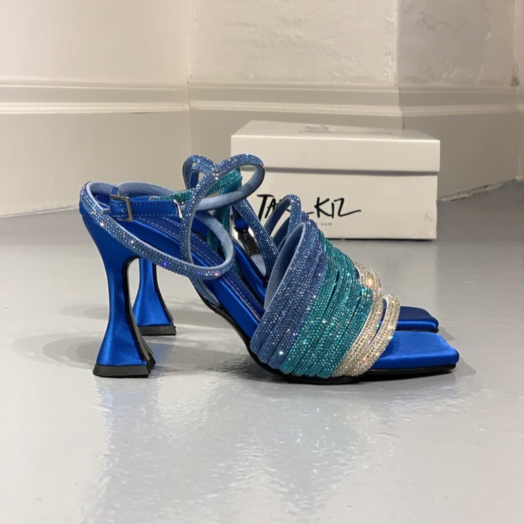 Blue Gradient Rhinestone Square - Toe Heels