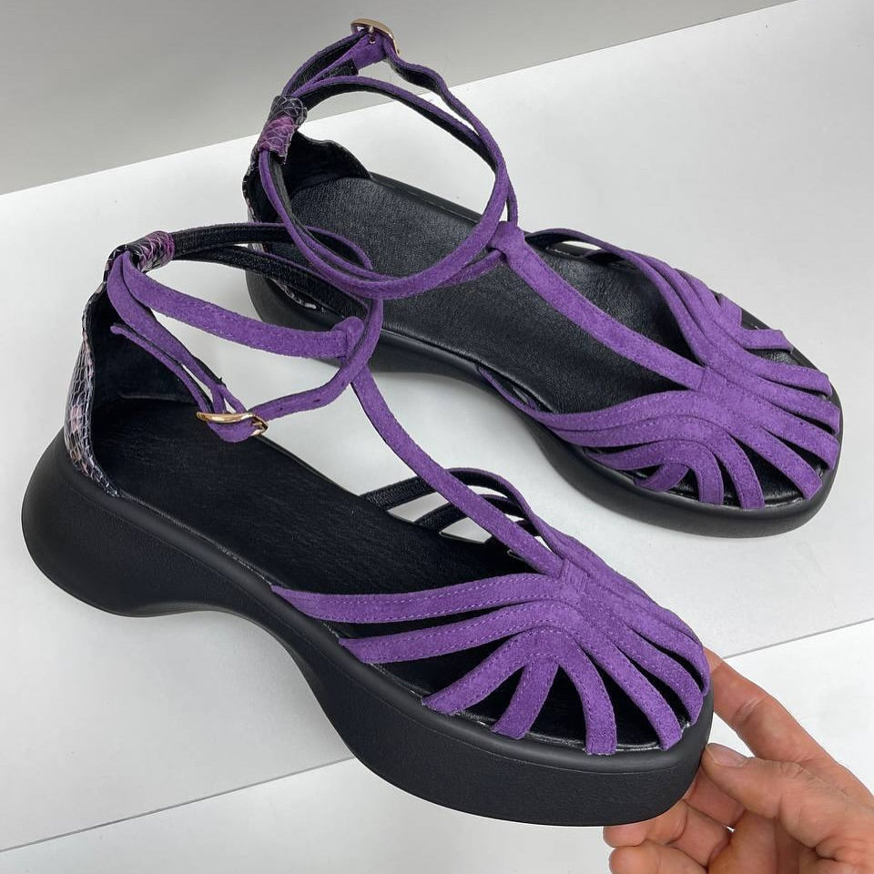 Platform Caged Ankle - Strap Sandals