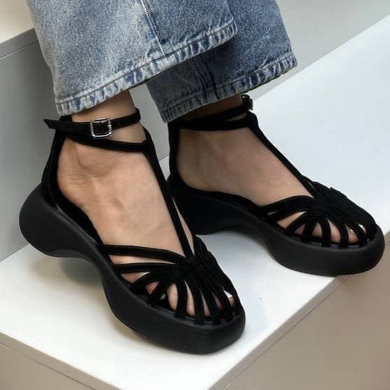 Platform Caged Ankle - Strap Sandals