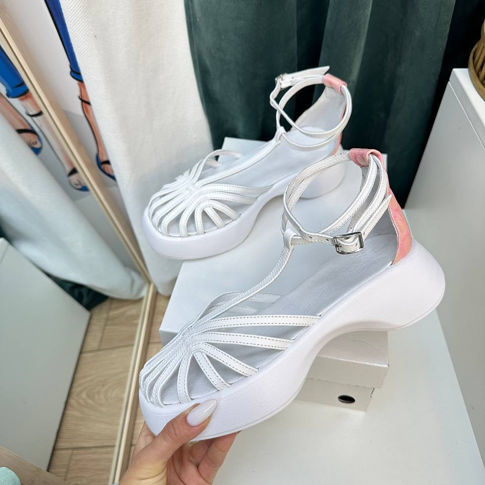 Platform Caged Ankle - Strap Sandals