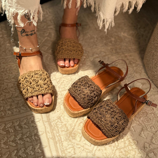 Crochet - Top Ankle - Strap Platform Sandals