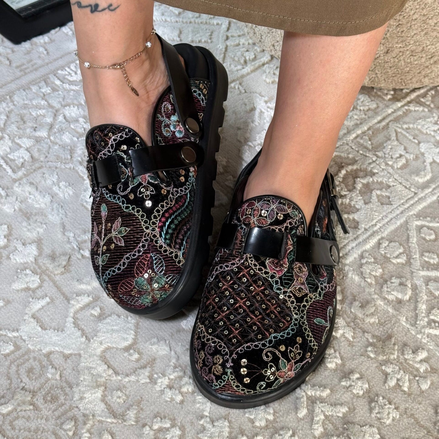 Embroidered Platform Loafers