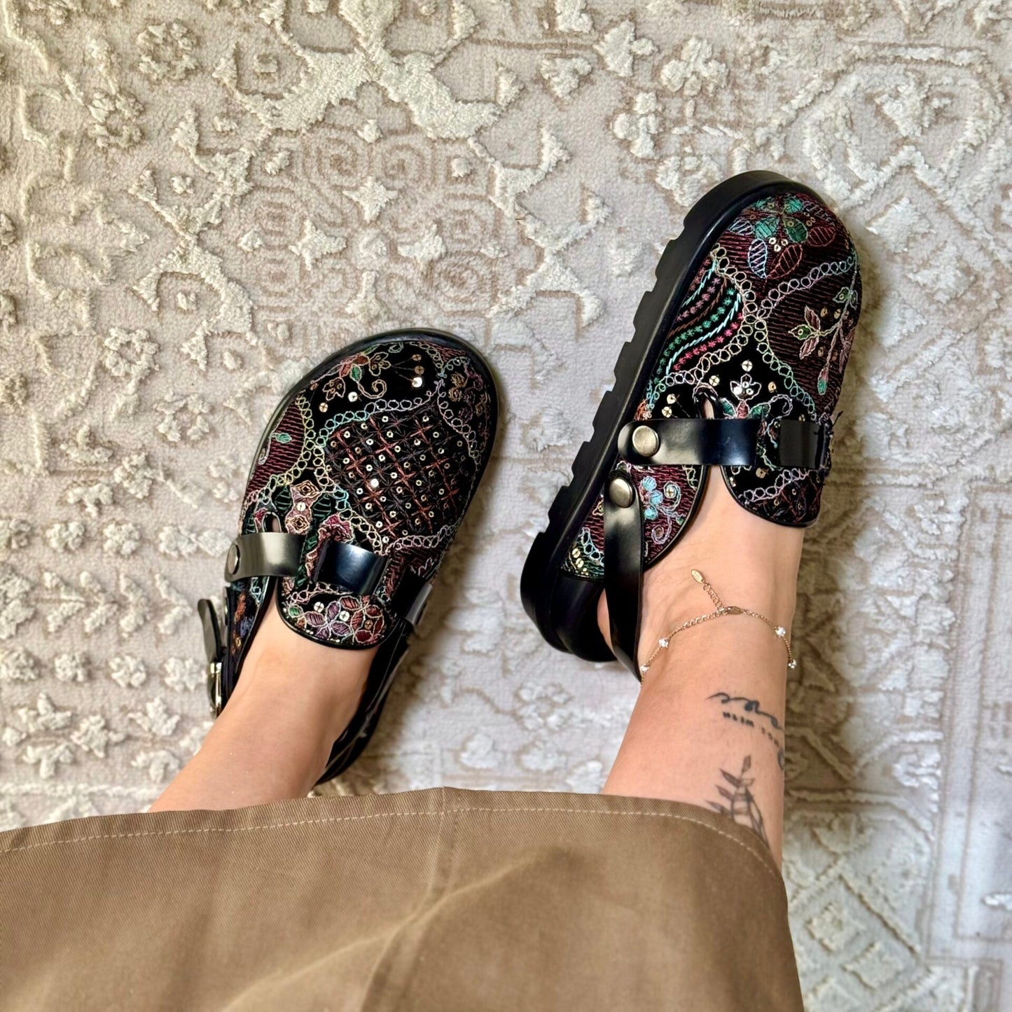 Embroidered Platform Loafers