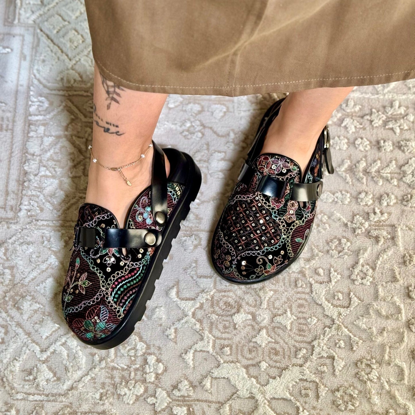 Embroidered Platform Loafers