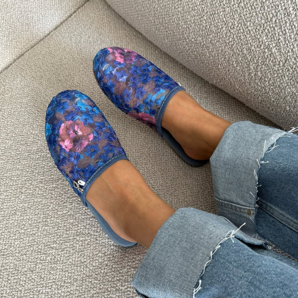 Embroidered & Textured Mule Slides