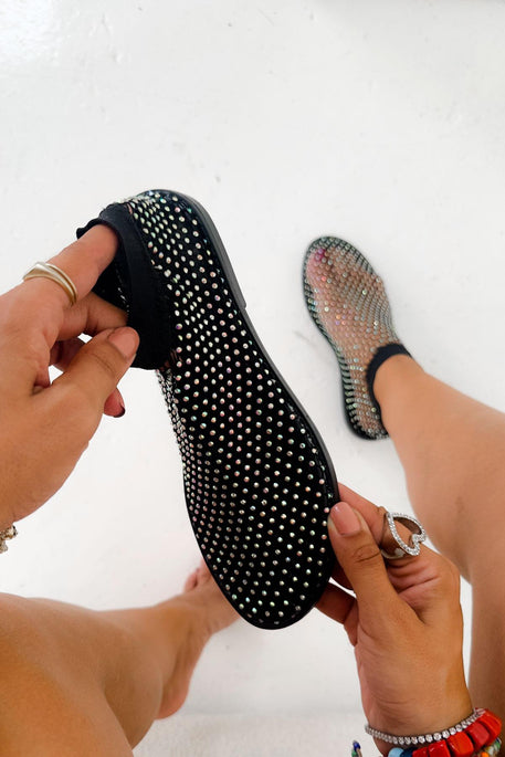 Rhinestone - Studded Mesh Ankle Boots