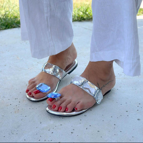 Gem - Embellished Clear Strap Sandals