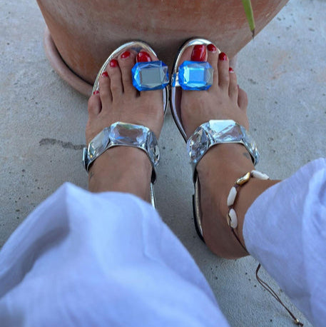Gem - Embellished Clear Strap Sandals