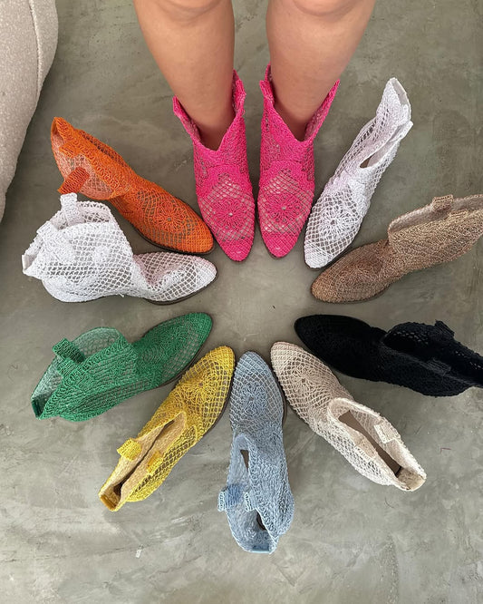 Colorful Crochet Mesh Ankle Boots