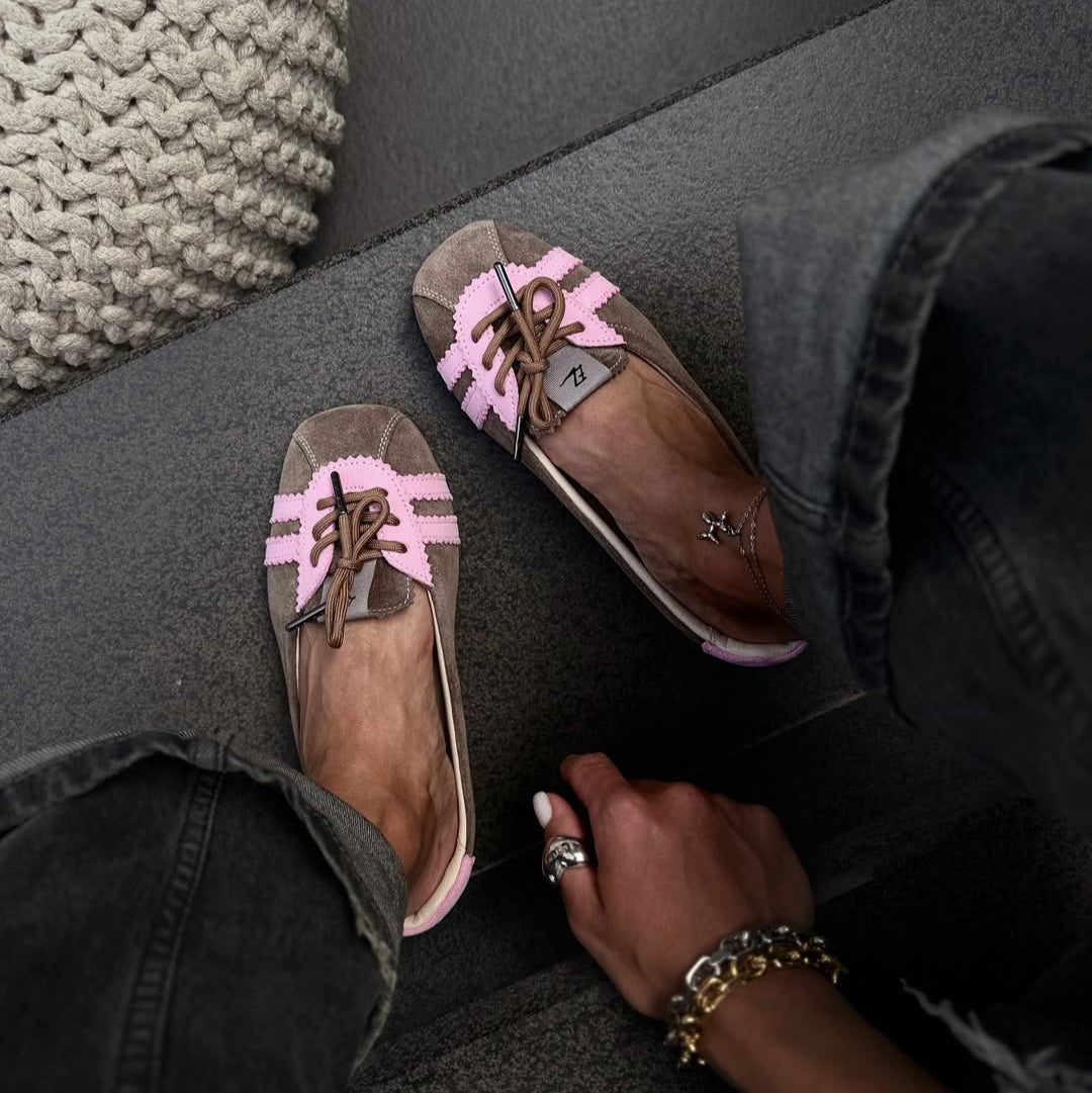 Color - Block Lace - Up Flat Shoes