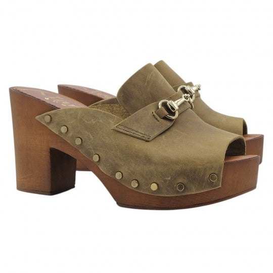 Brown Suede - Strap Clogs