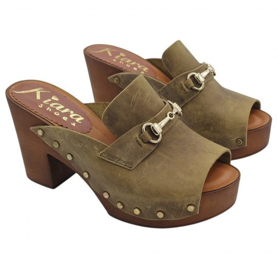 Brown Suede - Strap Clogs