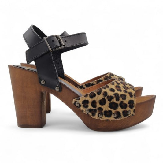 Handmade Leopard - Print Leather Open - Toe Sandals
