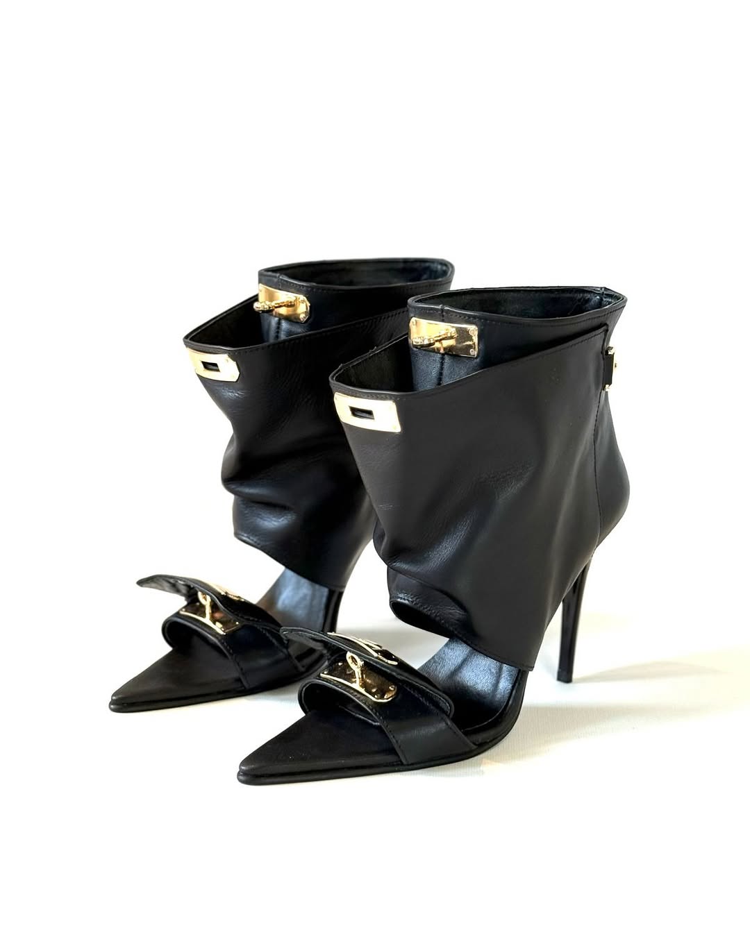 leather pointed-toe stiletto boots