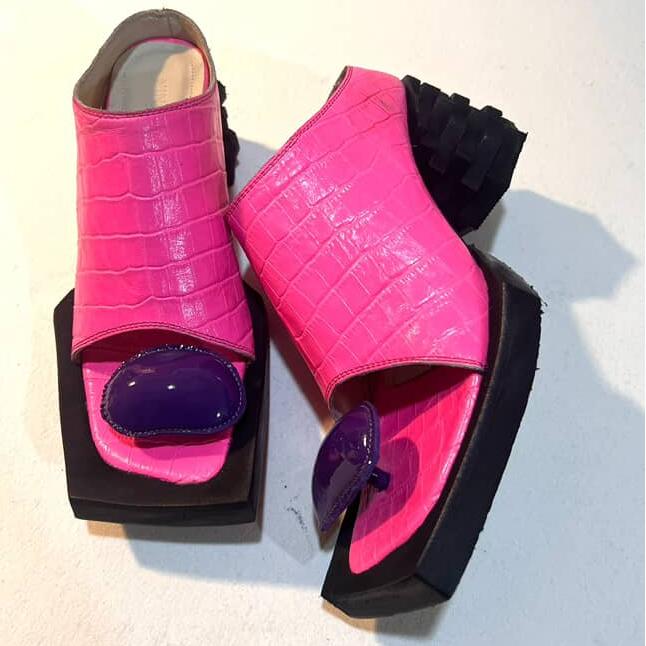 Pink Fashion Chunky Square-toe Heels