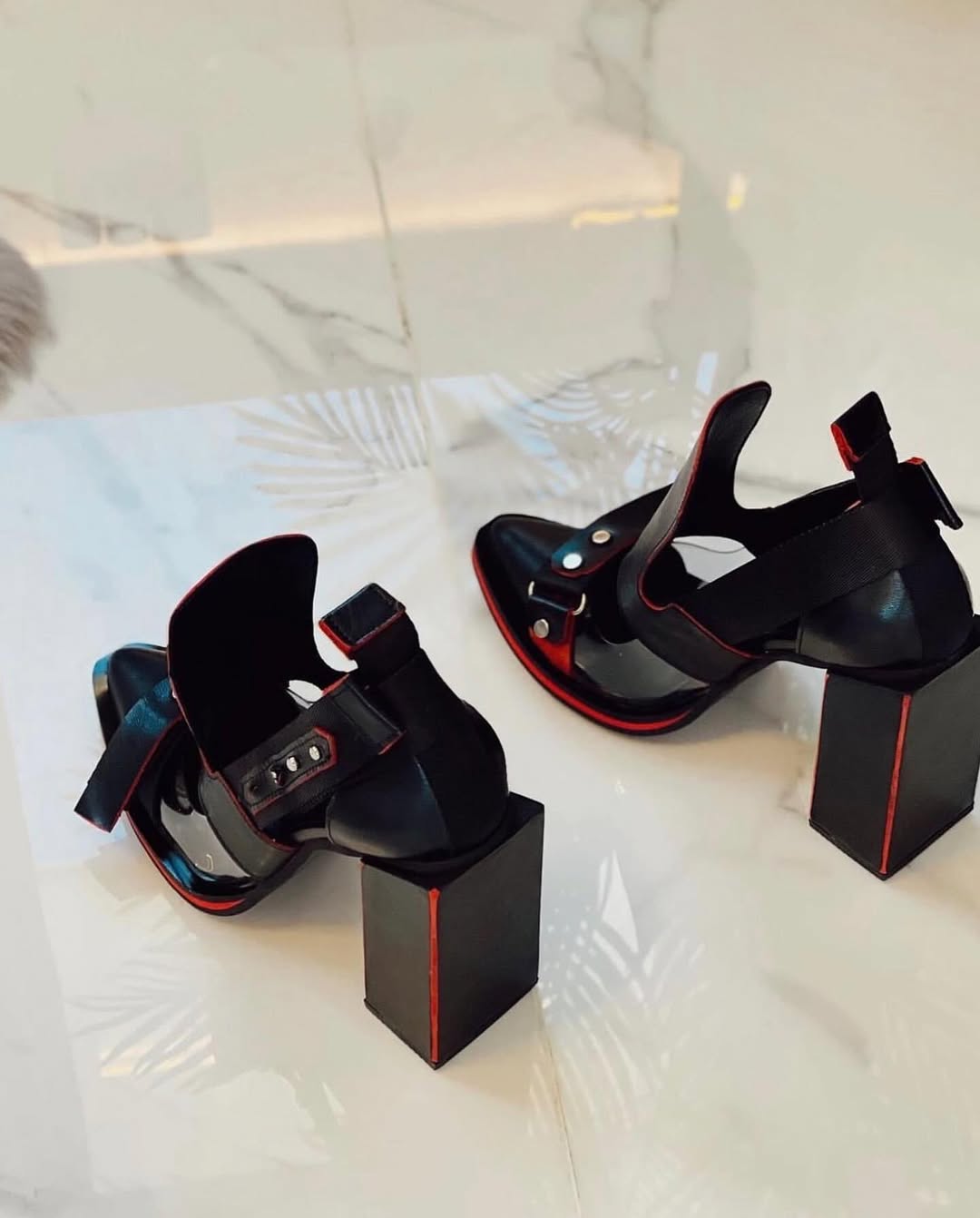 Edgy Red Patent Cut - Out Heels