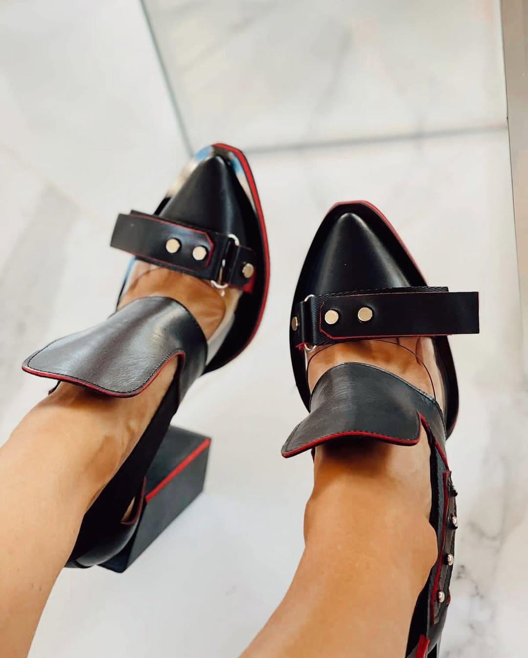 Edgy Red Patent Cut - Out Heels