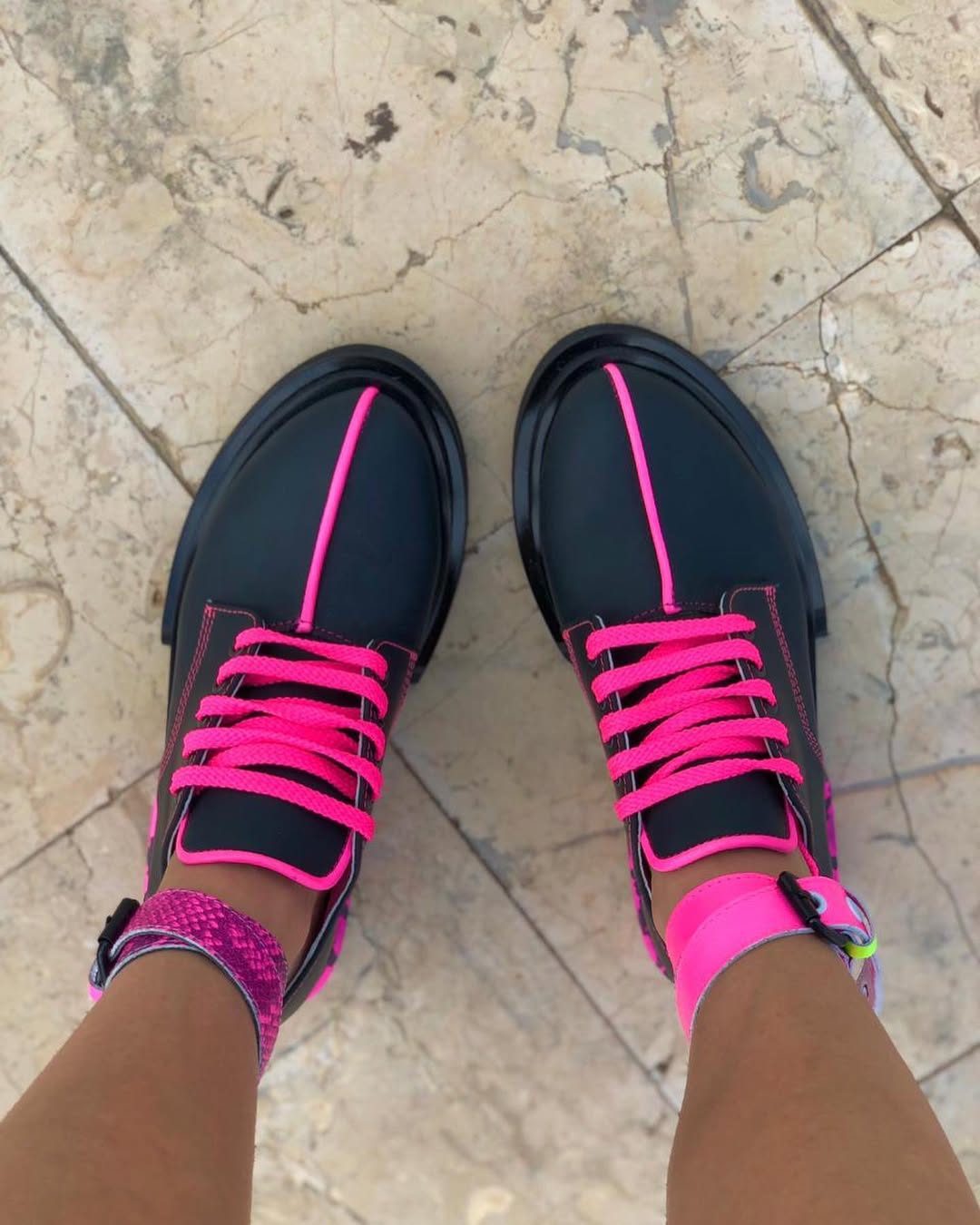 Neon Accent Chunky Oxfords