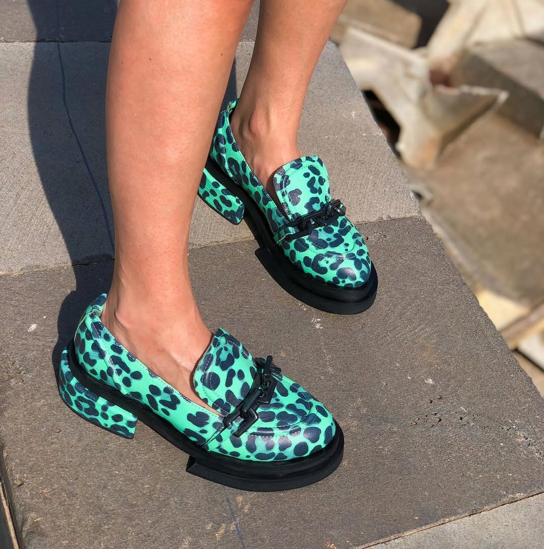 Wild Color-Block Leopard Loafers