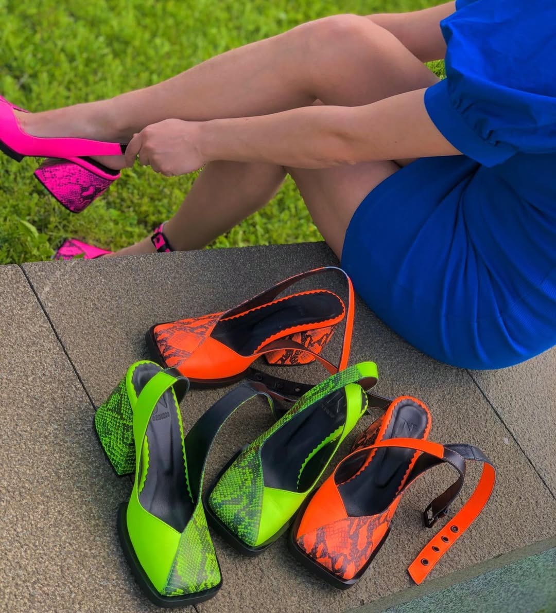 Snakeskin - Print Ankle - Strap Heels