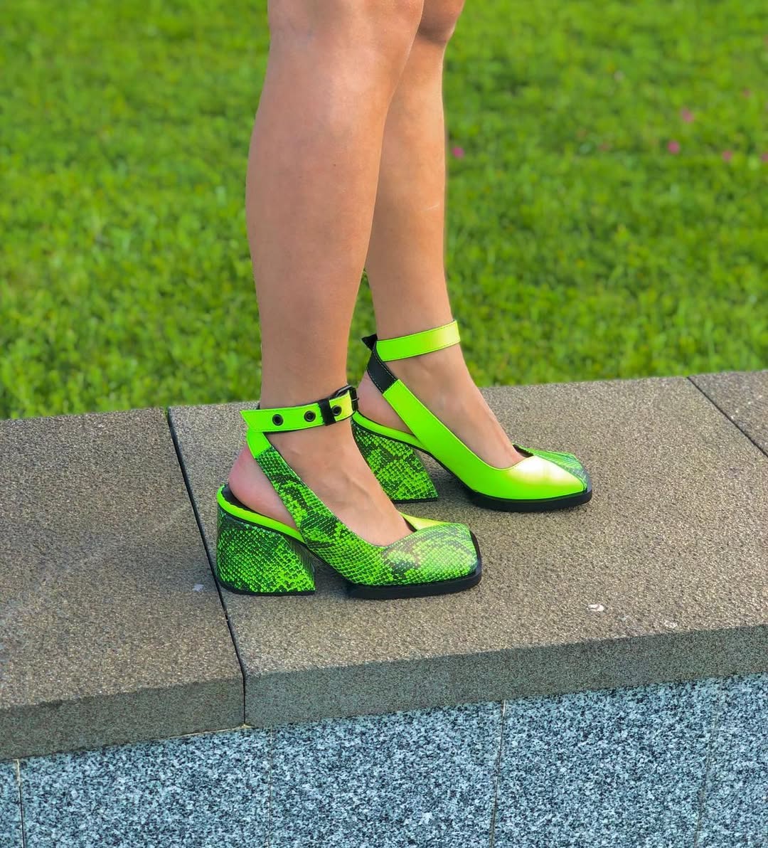 Snakeskin - Print Ankle - Strap Heels