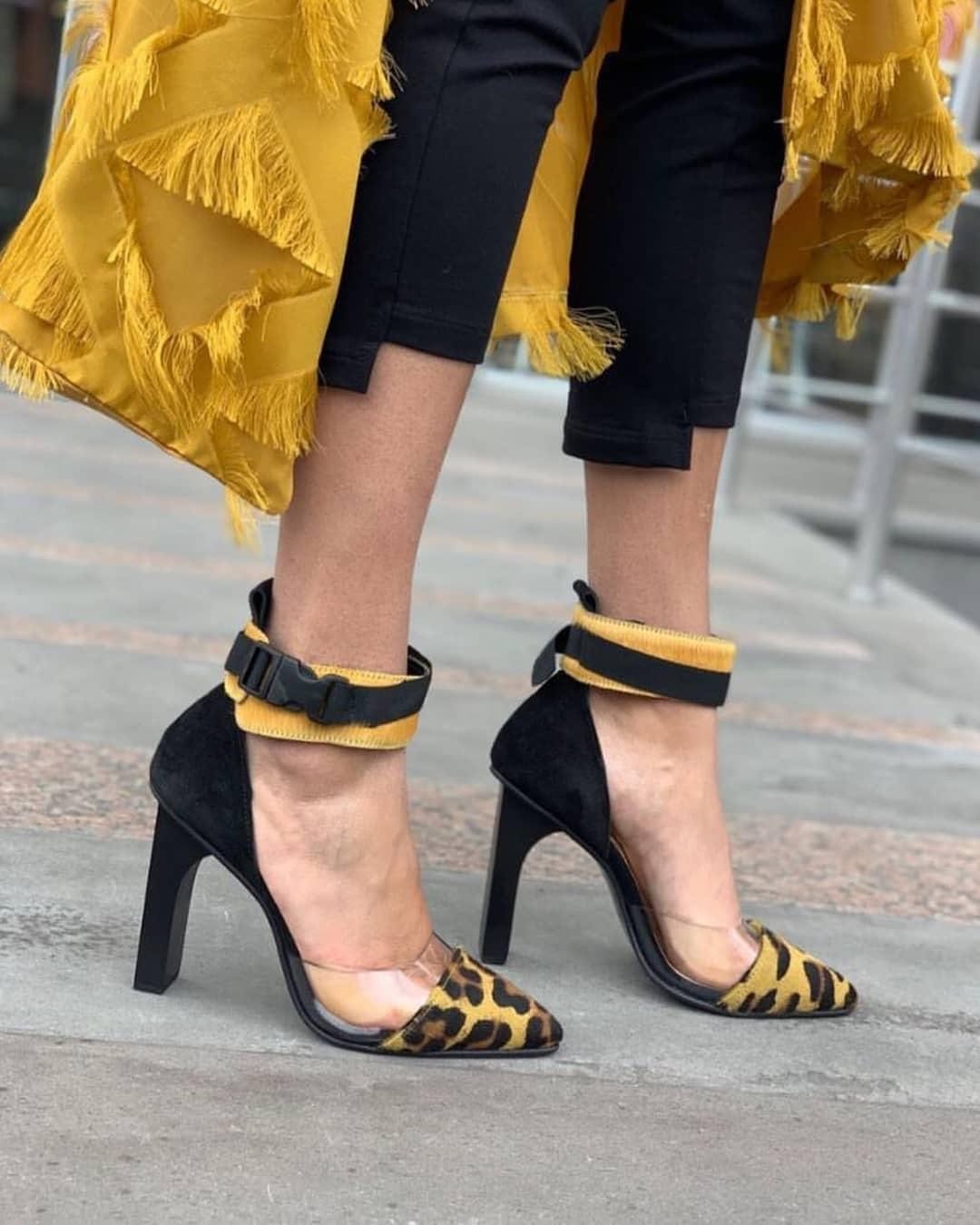 Leopard Stride Block Heel Pumps