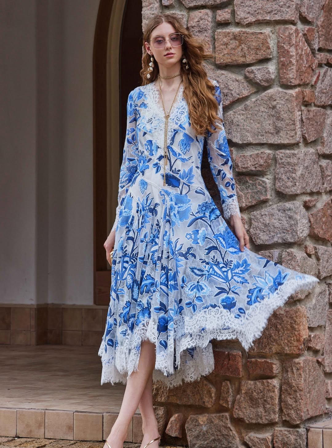 Blue Porcelain Elegance Dress