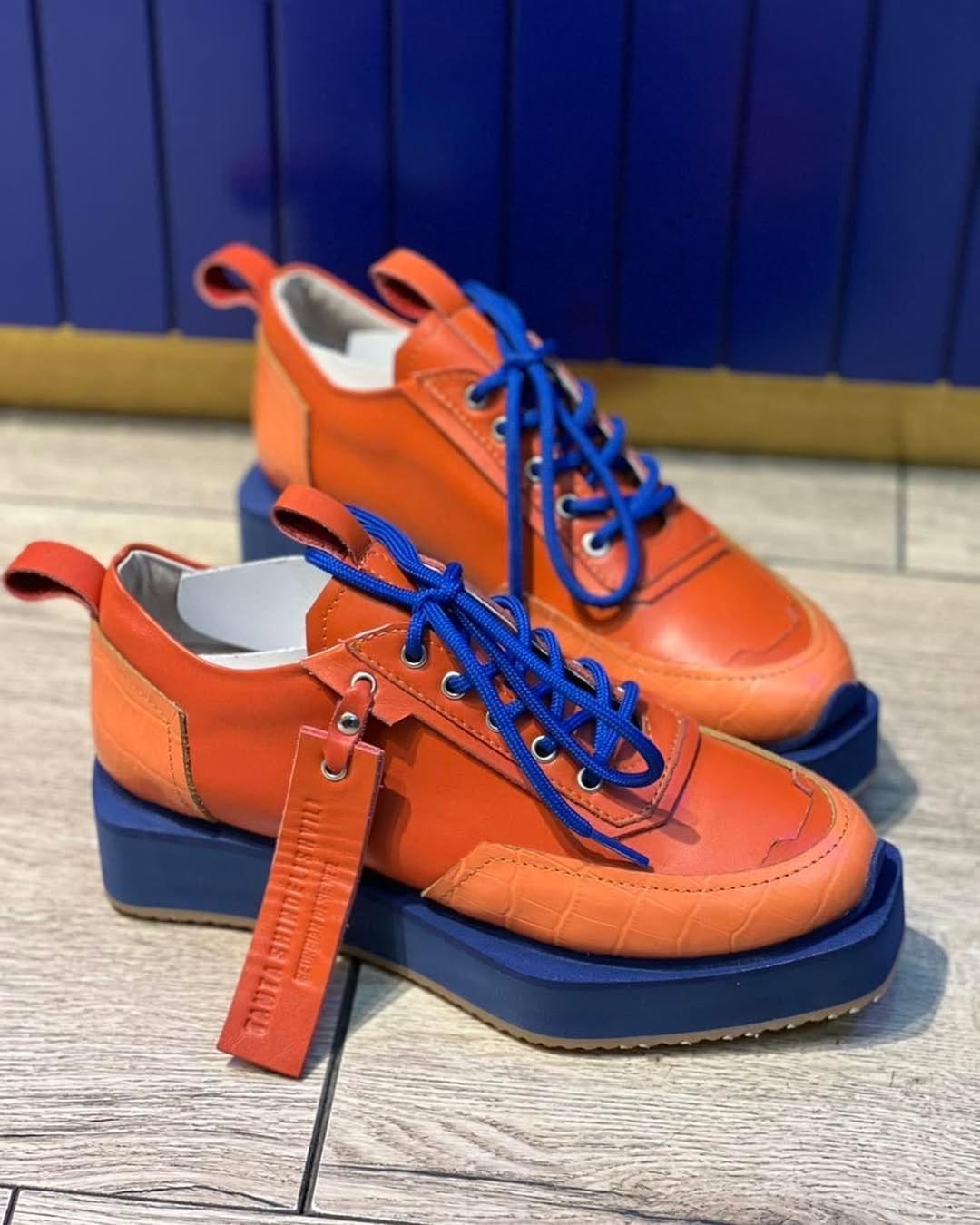 Color-Block Croc-Texture Platform Sneakers
