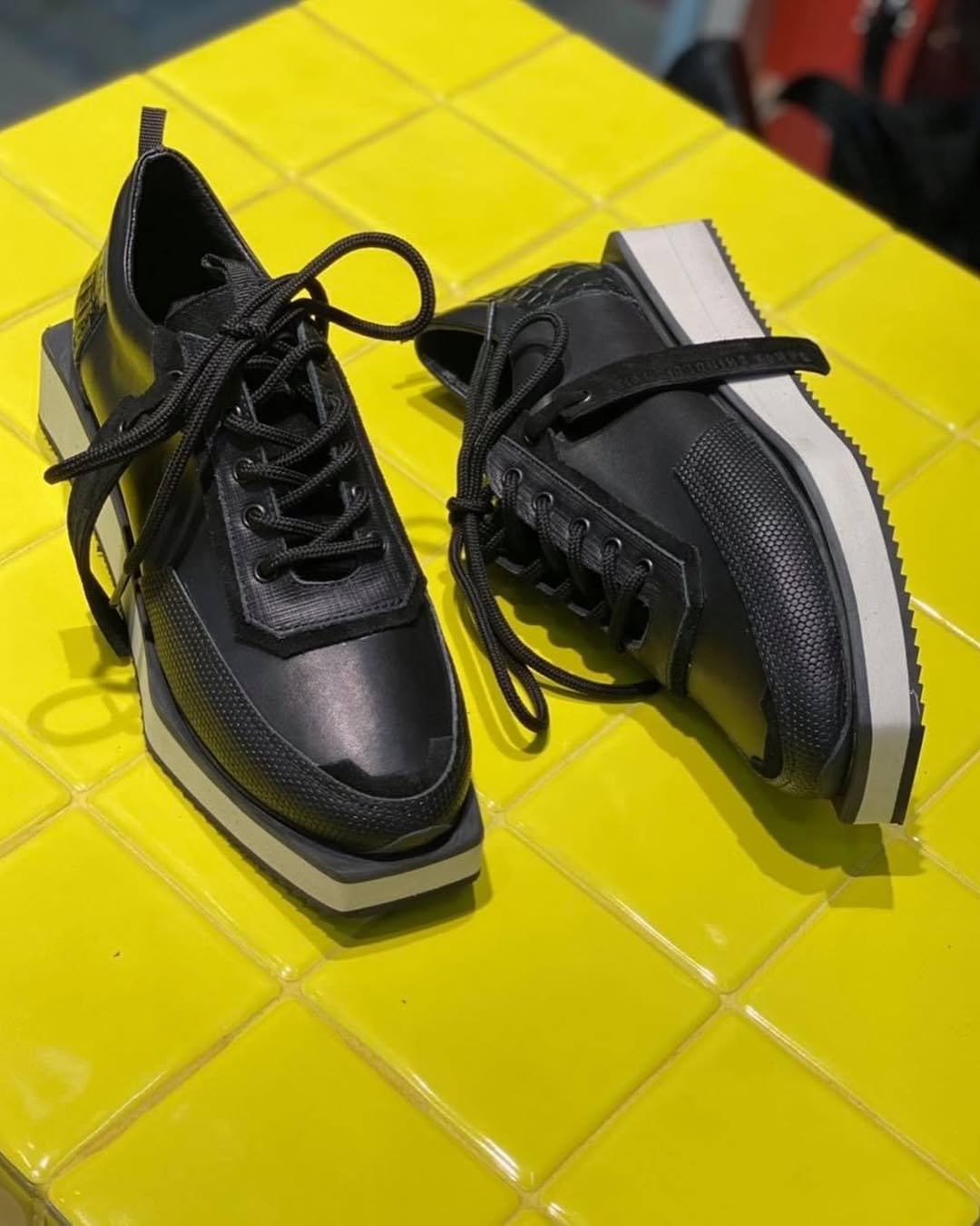 Color-Block Croc-Texture Platform Sneakers