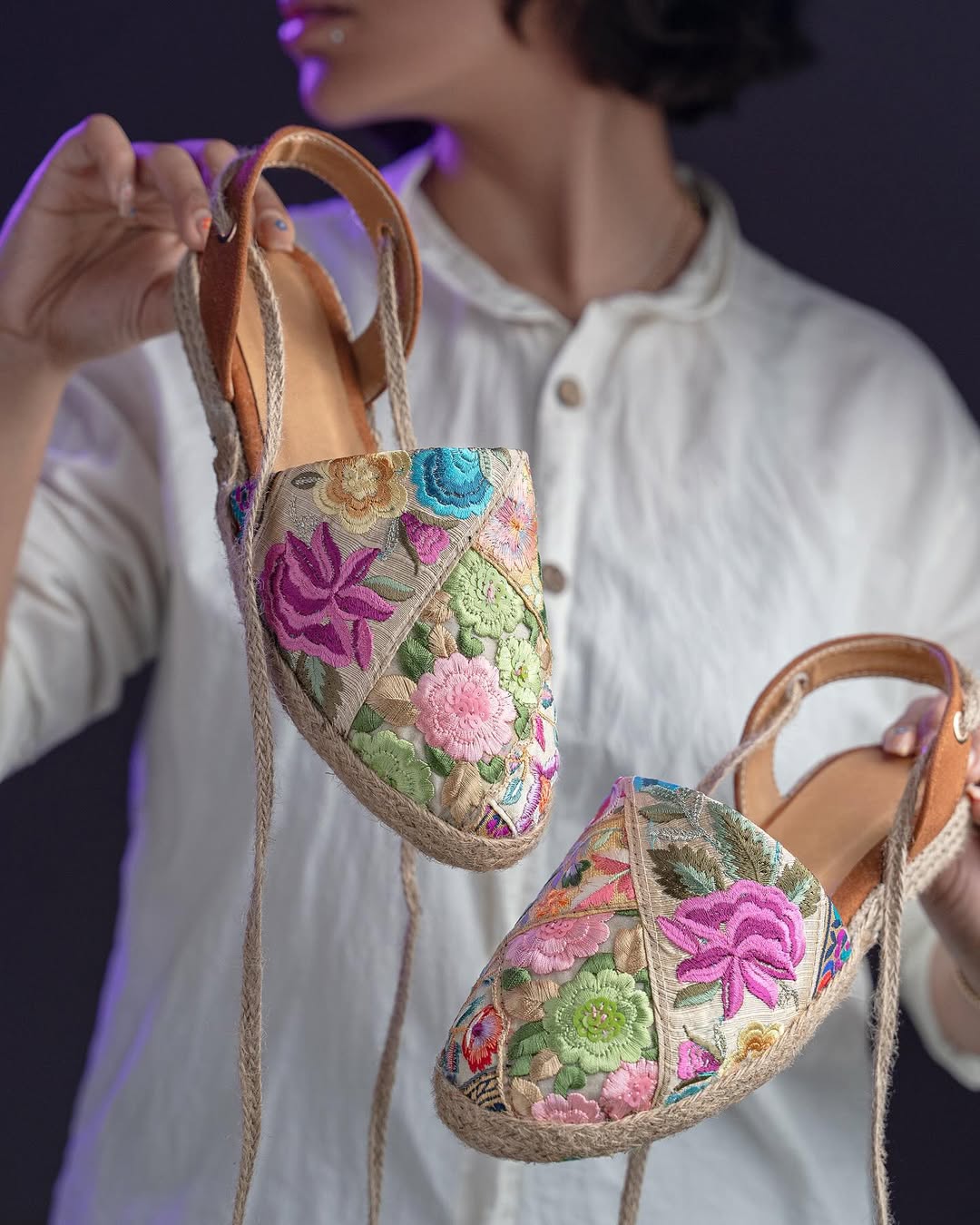Floral Embroidered Espadrille Sandals