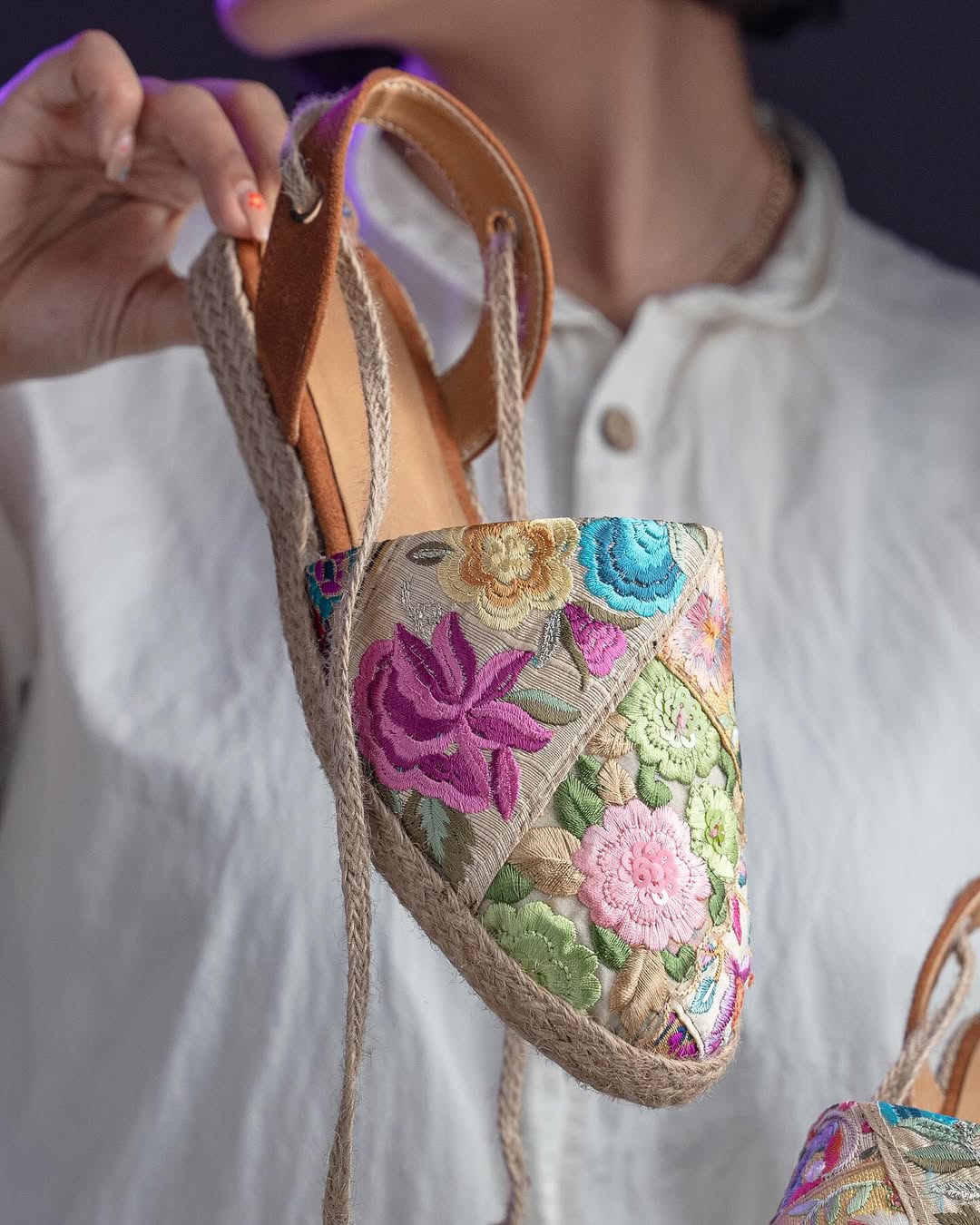 Floral Embroidered Espadrille Sandals