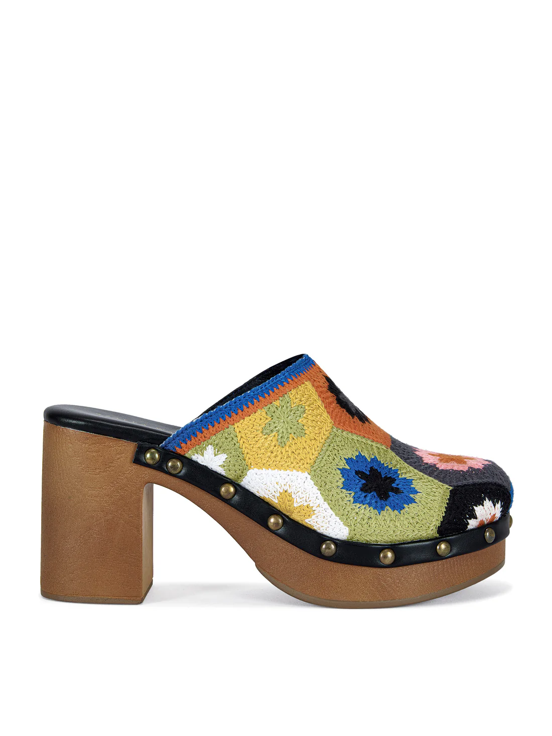 Embroidered Platform Mules