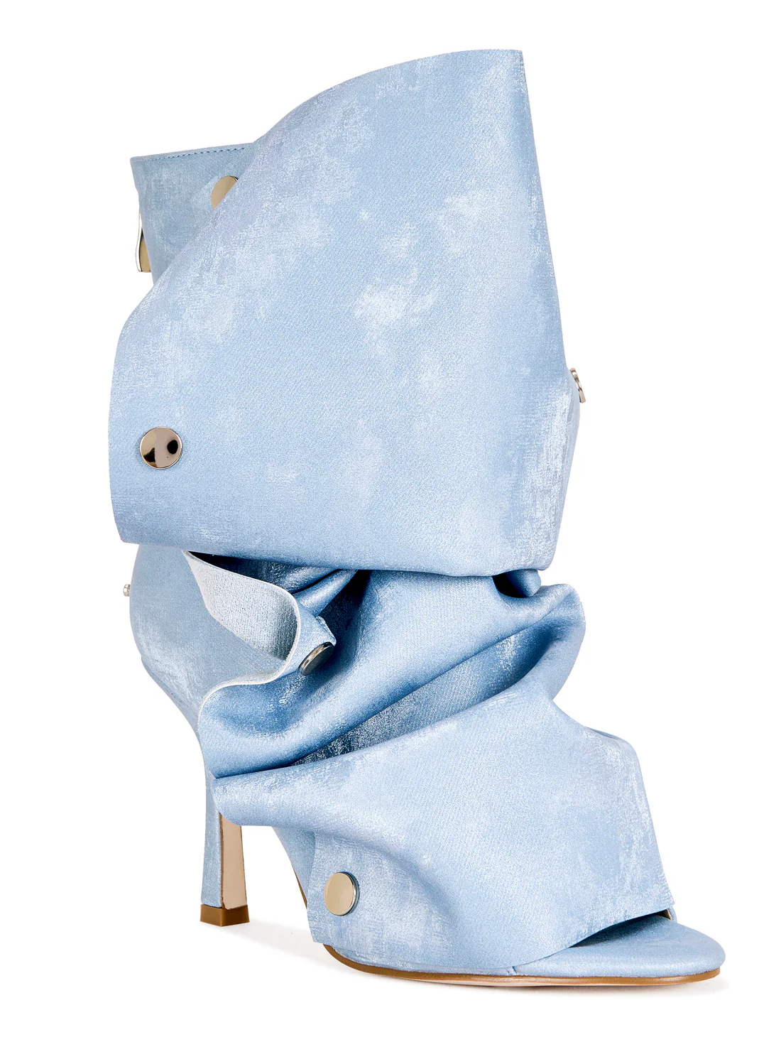 DENIM PEEP TOE STILETTO BOOTIE