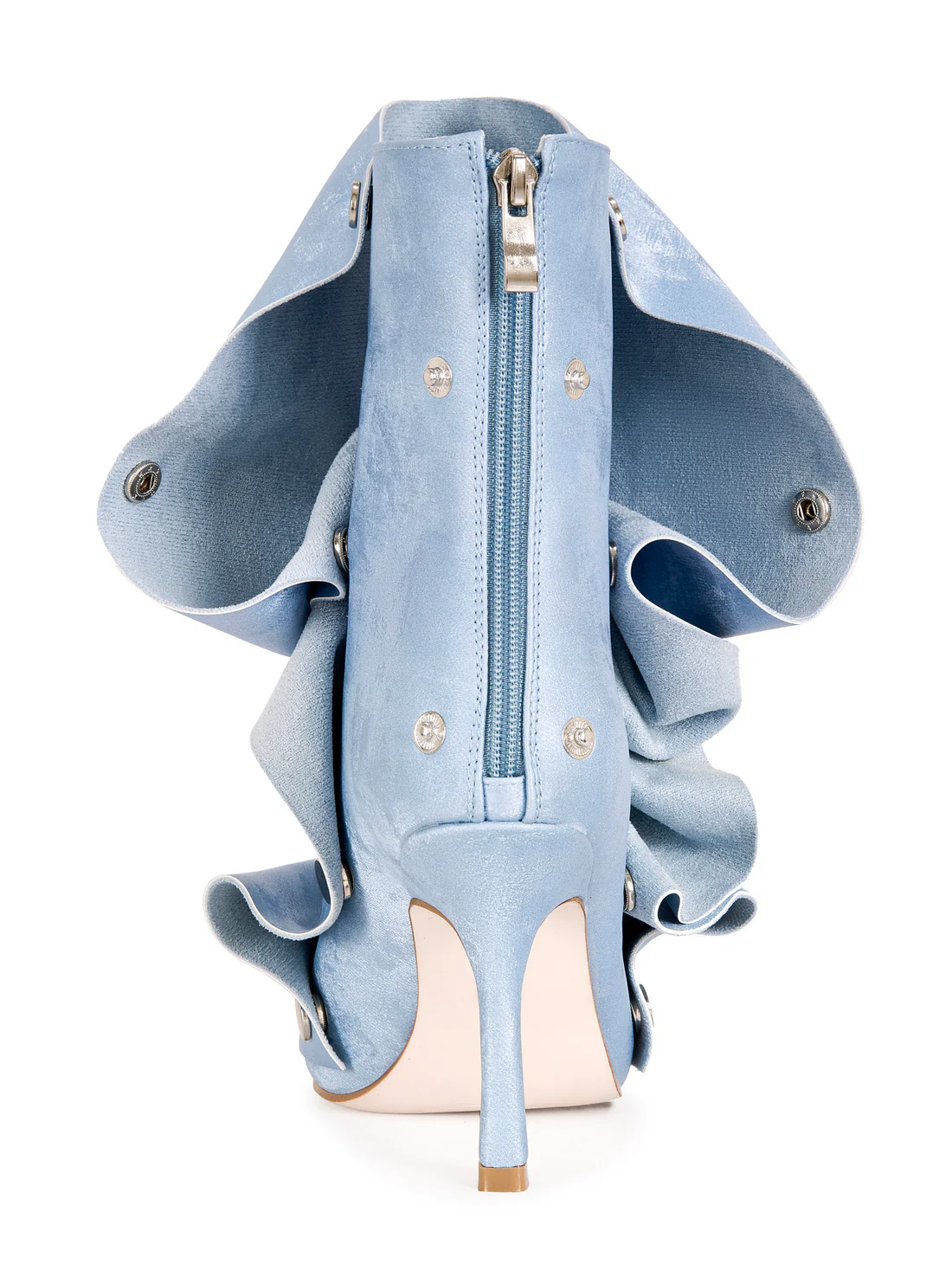 DENIM PEEP TOE STILETTO BOOTIE