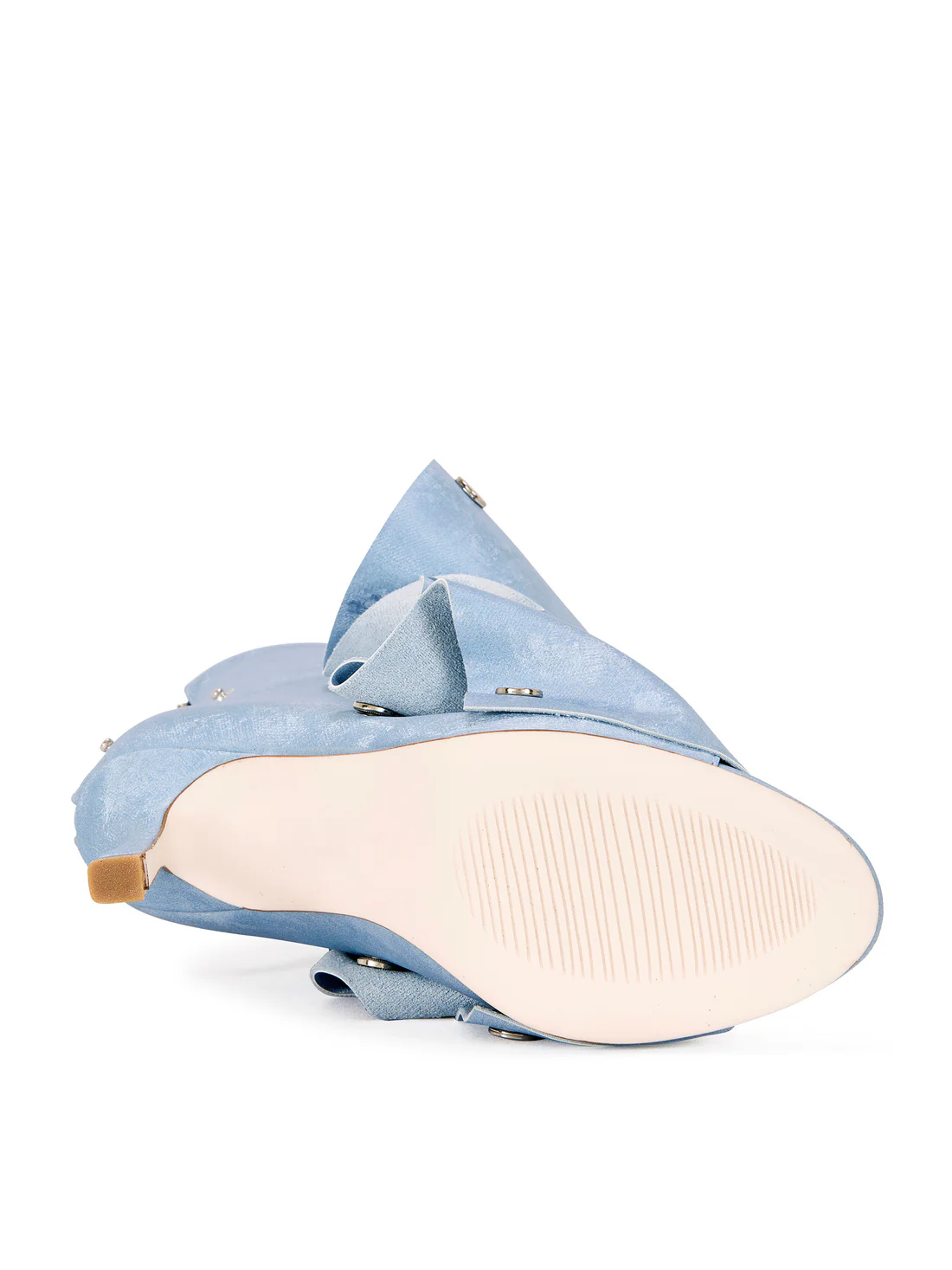 DENIM PEEP TOE STILETTO BOOTIE