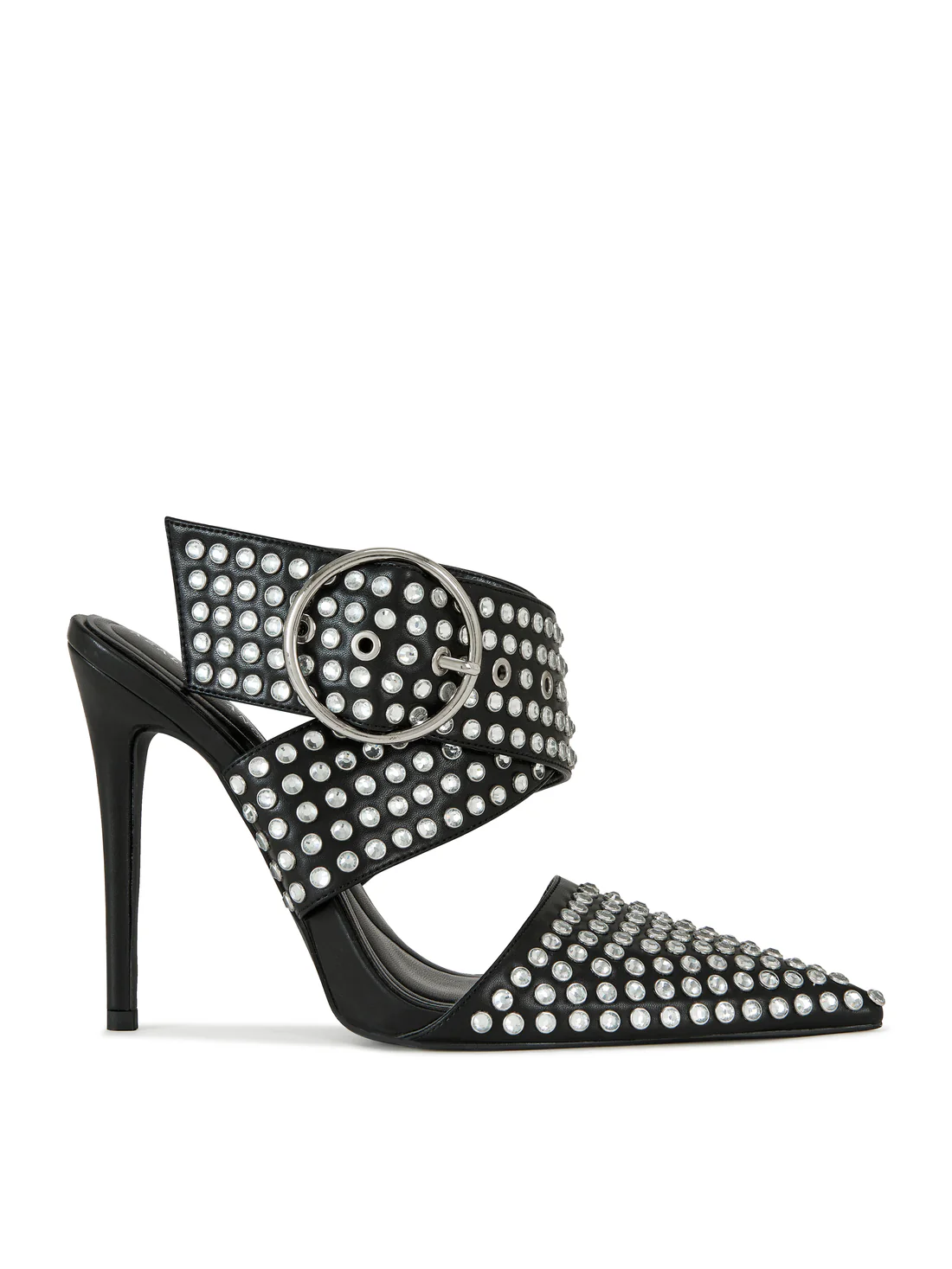 Rhinestone Buckled Pointed - Toe Mules