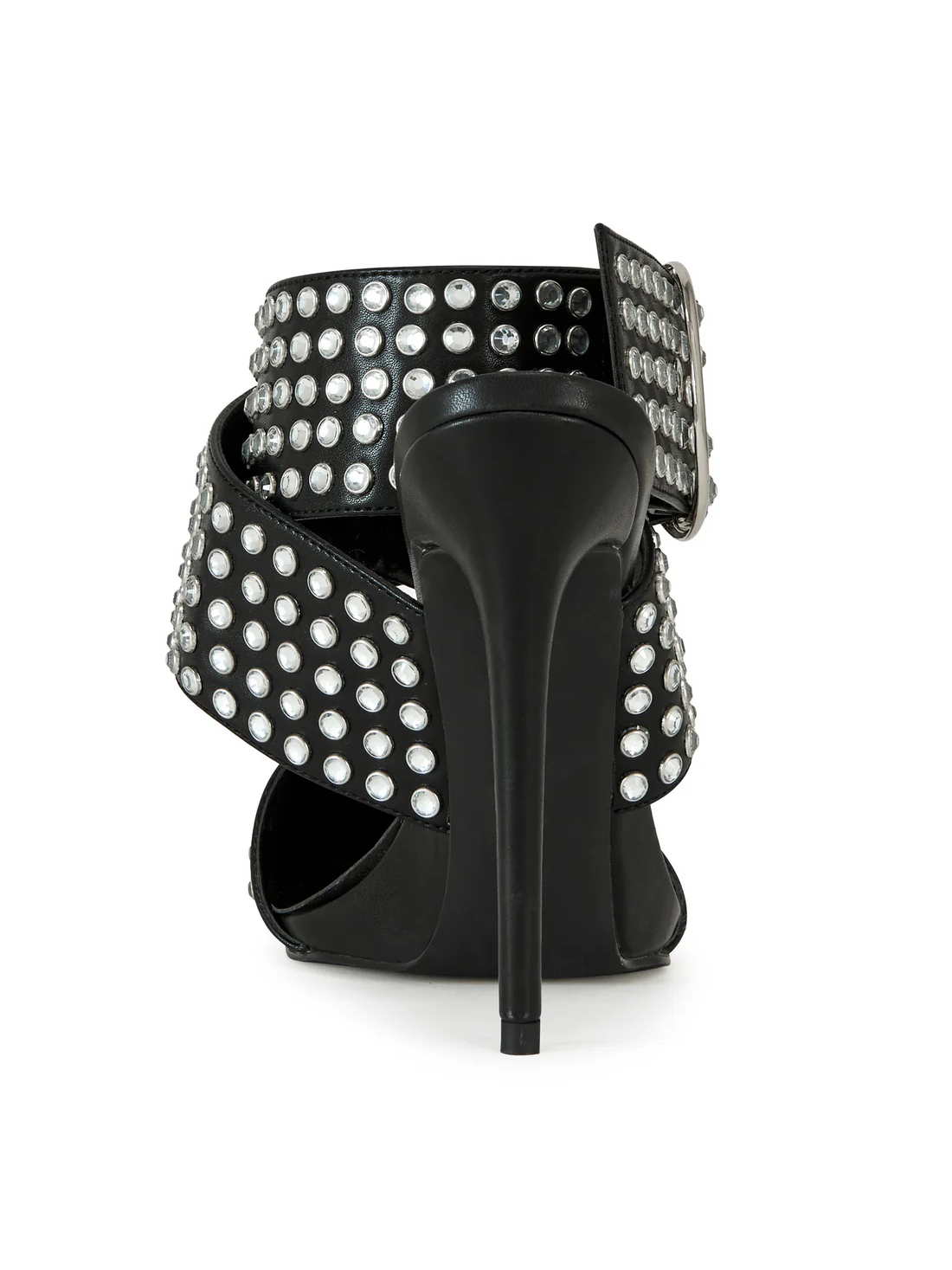 Rhinestone Buckled Pointed - Toe Mules